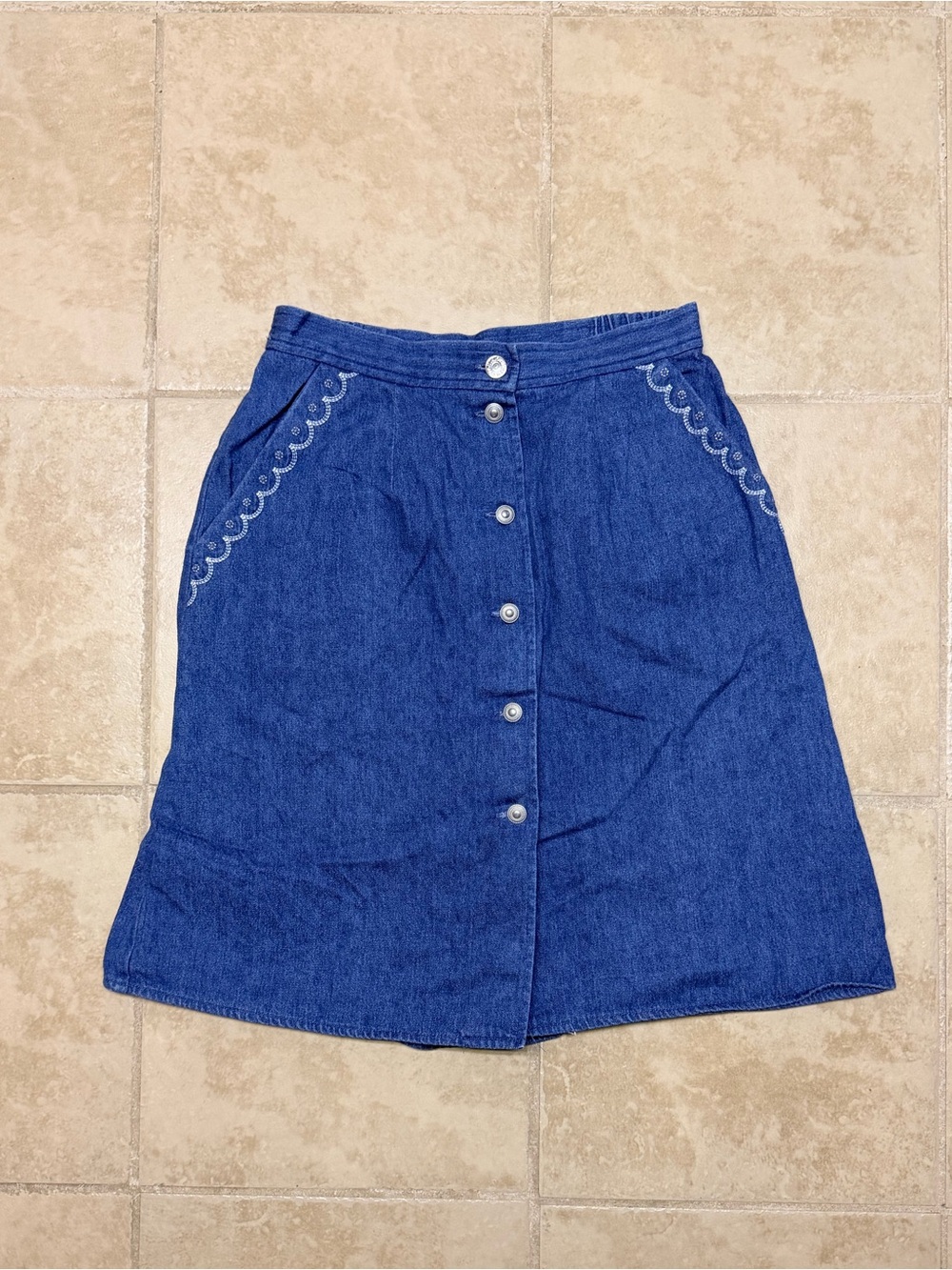 Vintage 90s Denim Skort | Blue Button Front Mini Skirt Shorts